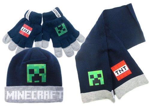 Minecraft Explosive children's hat, scarf, and glove set 56 cm