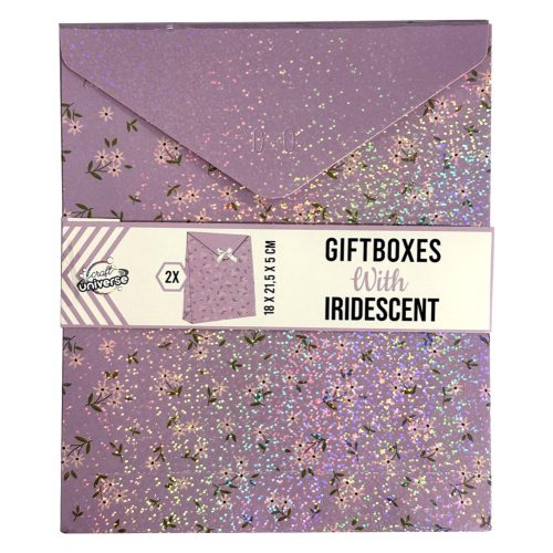 Colour Iridescent Flower Patterned Gift Box, Set of 2