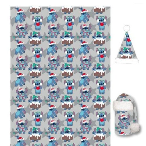 Disney Lilo and Stitch Grey Christmas flannel blanket and hat set