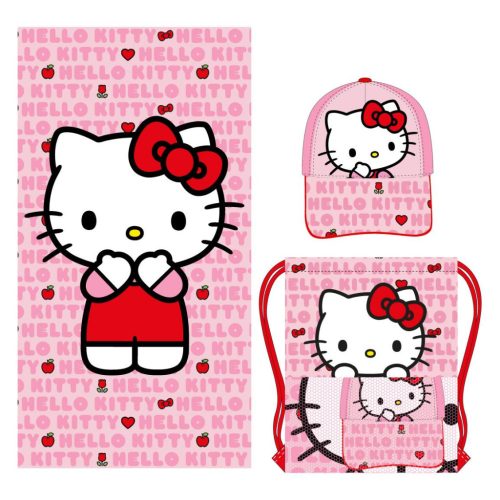 Hello Kitty towel, gym bag, baseball cap set