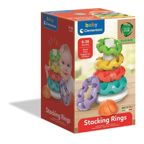 Colour Stacking Rings pyramid building toy 5 pieces Clementoni