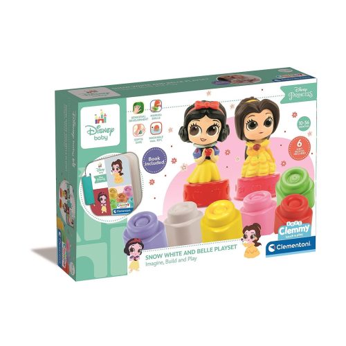 Disney Princess Snow White and Belle building block set with book Clementoni