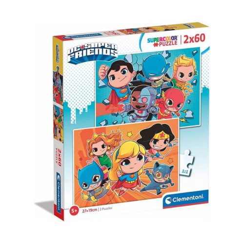 Jusice League Mini Friends DC Super Hero 2x60 pcs puzzle Clementoni