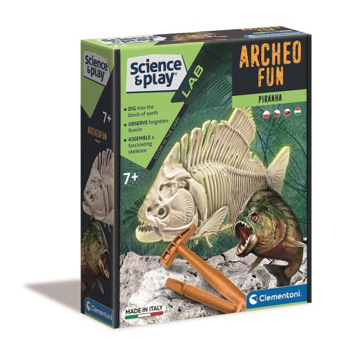 Animals Archeo Fun Illuminating Piranha Archaeological Kit Clementoni