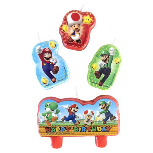 Super Mario Mushroom World cake candle, 4-piece candle set