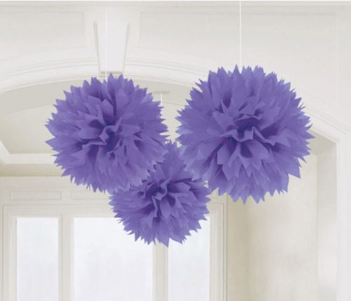 Colour New Purple Purple hanging pom pom decoration 3-piece set