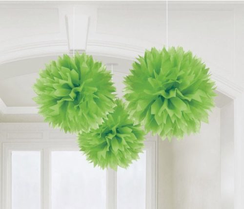 Colour Kiwi Green Green hanging pom pom decoration, pack of 3