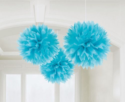 Colour Caribbean Blue Blue Hanging Pom Pom Decoration, Set of 3