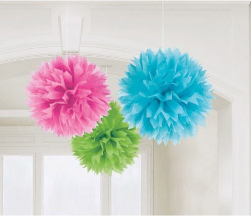 Colour Multicolour hanging pom pom decoration set of 3