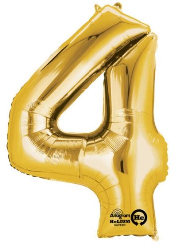 Number Gold, Giant Number 4 Foil Balloon 91*60 cm