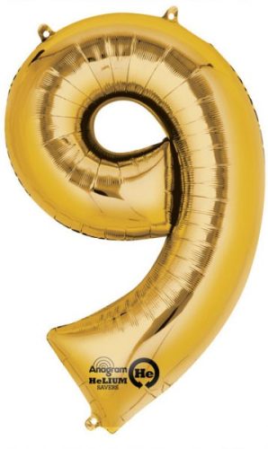 Number Gold, Giant Number 9 Foil Balloon 86*55 cm