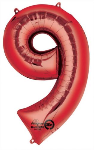 Number Giant Red Number 9 Foil Balloon 86*55 cm