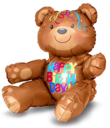 Happy Birthday Happy Birthday Bear Sitting Foil Balloon 38 cm