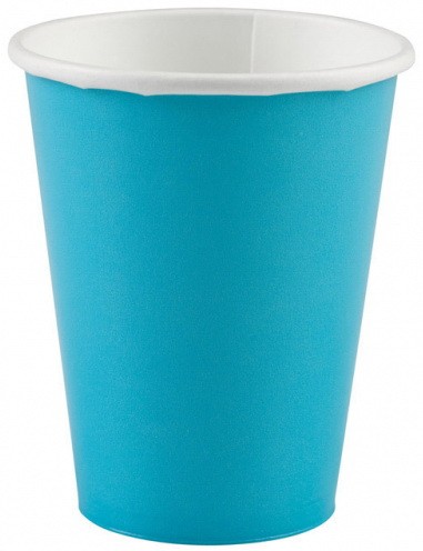 Colour Caribbean Blue Paper Cup 8 Pcs 250 ml