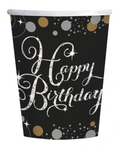 Happy Birthday Gold Happy Birthday paper cup 8 pcs 250 ml