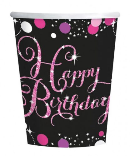 Happy Birthday Pink Happy Birthday paper cup set of 8 250 ml