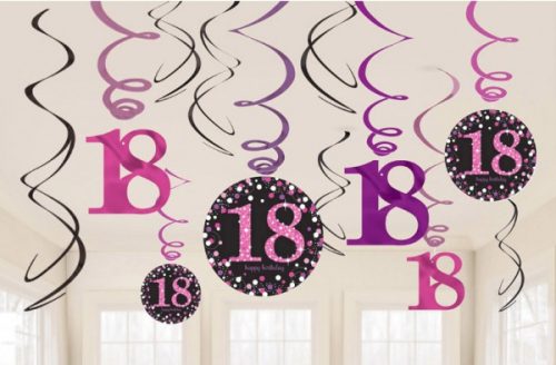 Happy Birthday Pink Happy Birthday 18 ribbon decoration 12-piece set