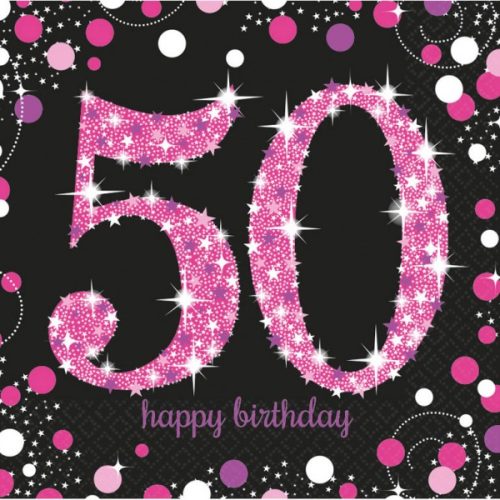 Happy Birthday Pink Happy Birthday 50 napkins 16 pcs 33x33 cm