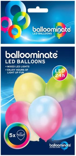 Colour Multicolor  Illuminating LED Balloon, 5 pieces, 11 inch (27.5 cm)