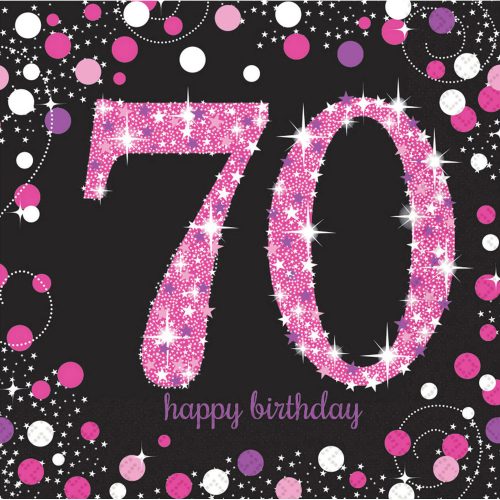 Happy Birthday Pink Happy Birthday 70 Napkins Set of 16 - 33x33 cm