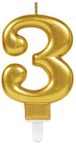 Number Gold, Number Candle 3 Cake Candle