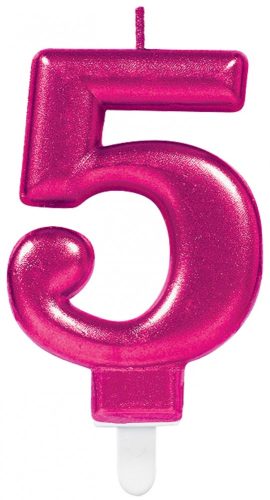 Number Pink Pink number candle 5, cake candle