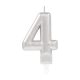 Number Silver Number Candle, Cake Candle 4