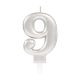 Number Silver, Silver numeral candle, cake candle number 9