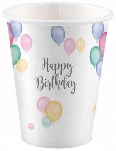 Happy Birthday Pastel Happy Birthday paper cup set of 8, 250 ml