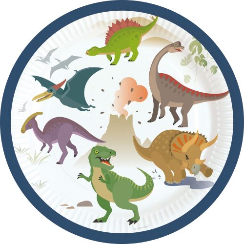 Dinosaur Happy paper plate set 8 pcs 18 cm