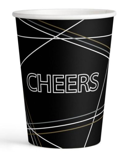 Happy New Year Black Cheers paper cup 8 pcs 250 ml