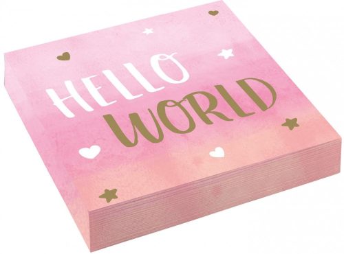 Baby Hello World Girl napkin 16-pack 33x33 cm