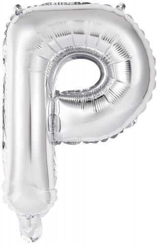 Number Silver, Silver P letter foil balloon 45 cm