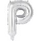 Number Silver, Silver P letter foil balloon 45 cm