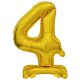 Number Gold, Gold mini number 4 foil balloon with base 38 cm