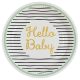 Baby Gold Hello Paper Plate 8 pcs 23 cm