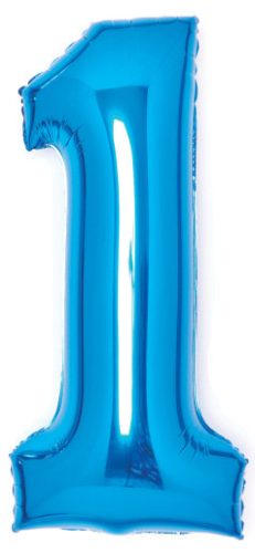 Number Blue Blue number 1 foil balloon 66 cm