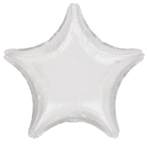 Satin Metallic White star foil balloon 48 cm