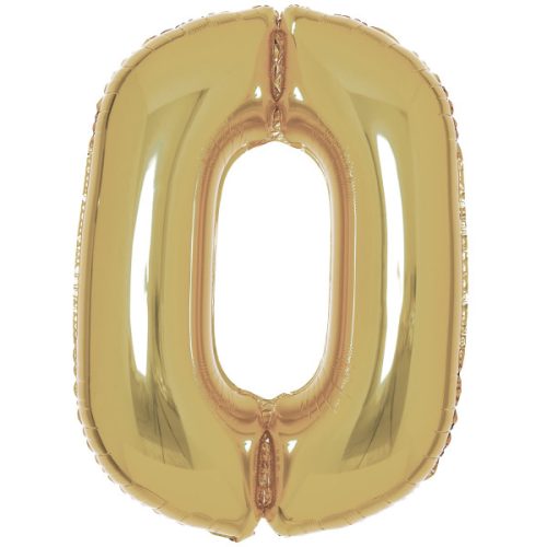 Number White Gold Gold Number 0 Foil Balloon 90 cm