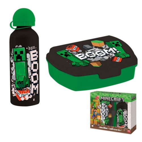 Minecraft Boom sandwich box + aluminum bottle set