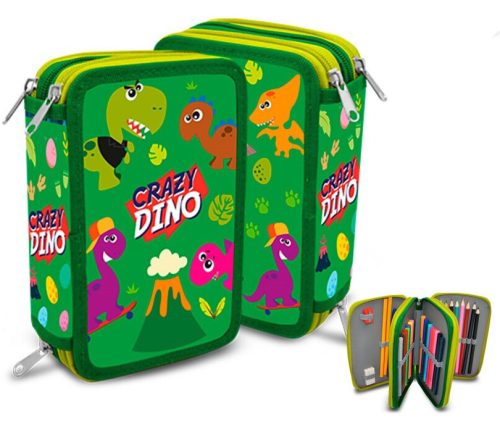 Dinosaur Crazy filled pencil case with 3 layers