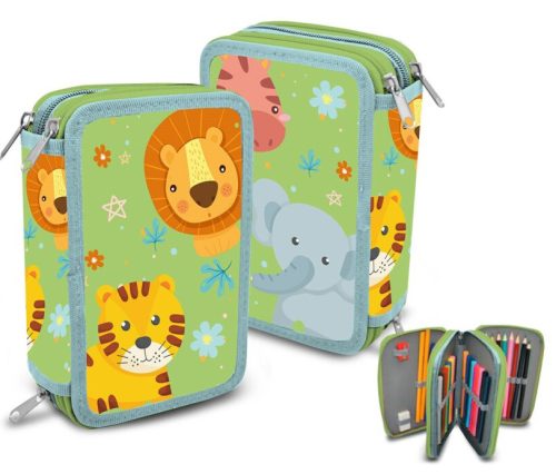 Animals Jungle filled 3-level pencil case