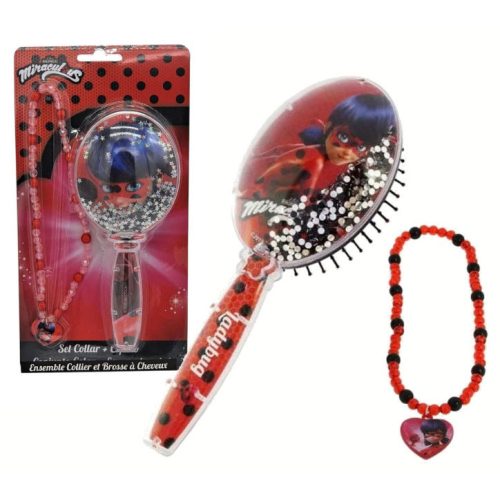 Miraculous Ladybug necklace + hairbrush set