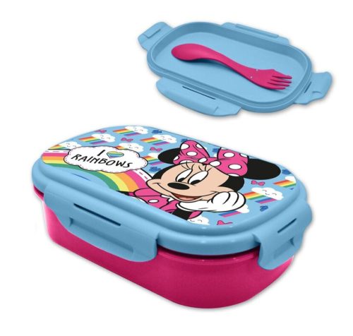 Disney Minnie  Rainbows Sandwich Box + Cutlery Set