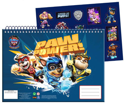 Paw Patrol Power Up A4 Spiral Sketchpad with Stickers, 40 Sheets