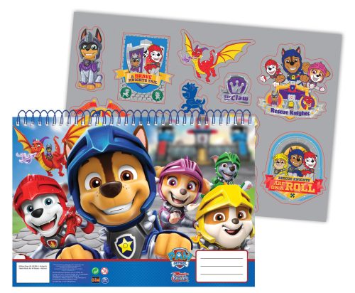 Paw Patrol Knights A/4 spiral sketchbook with 40 sheets and stickers