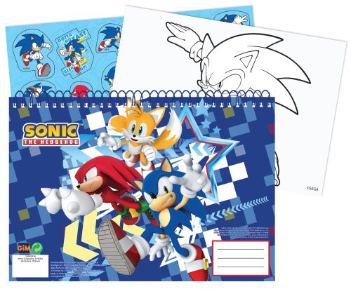 Sonic the Hedgehog Rush Sonic the Hedgehog A/4 Spiral Sketchbook with 40 Sheets and Stickers