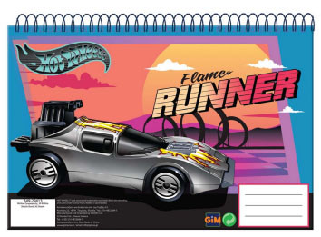 Hot Wheels Flame Runner A4 spiral sketchbook, 30 sheets