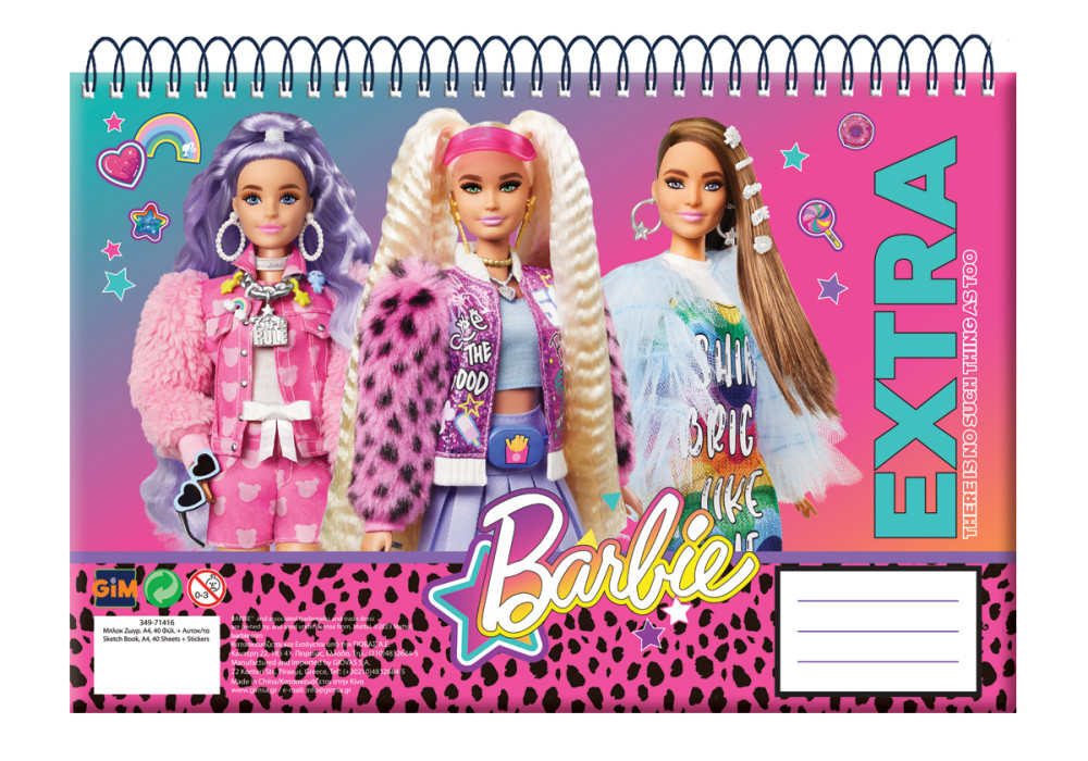 Barbie Extra A/4 spiral sketchbook, 30 sheets - Javoli Disney Online S