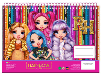 Rainbow High School A/4 spiral sketchbook, 30 sheets